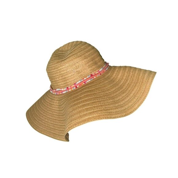Vera Bradley Accessories - Vera Bradley Wide Brim Floppy Straw Fabric Trim Hat Pixie Stripe